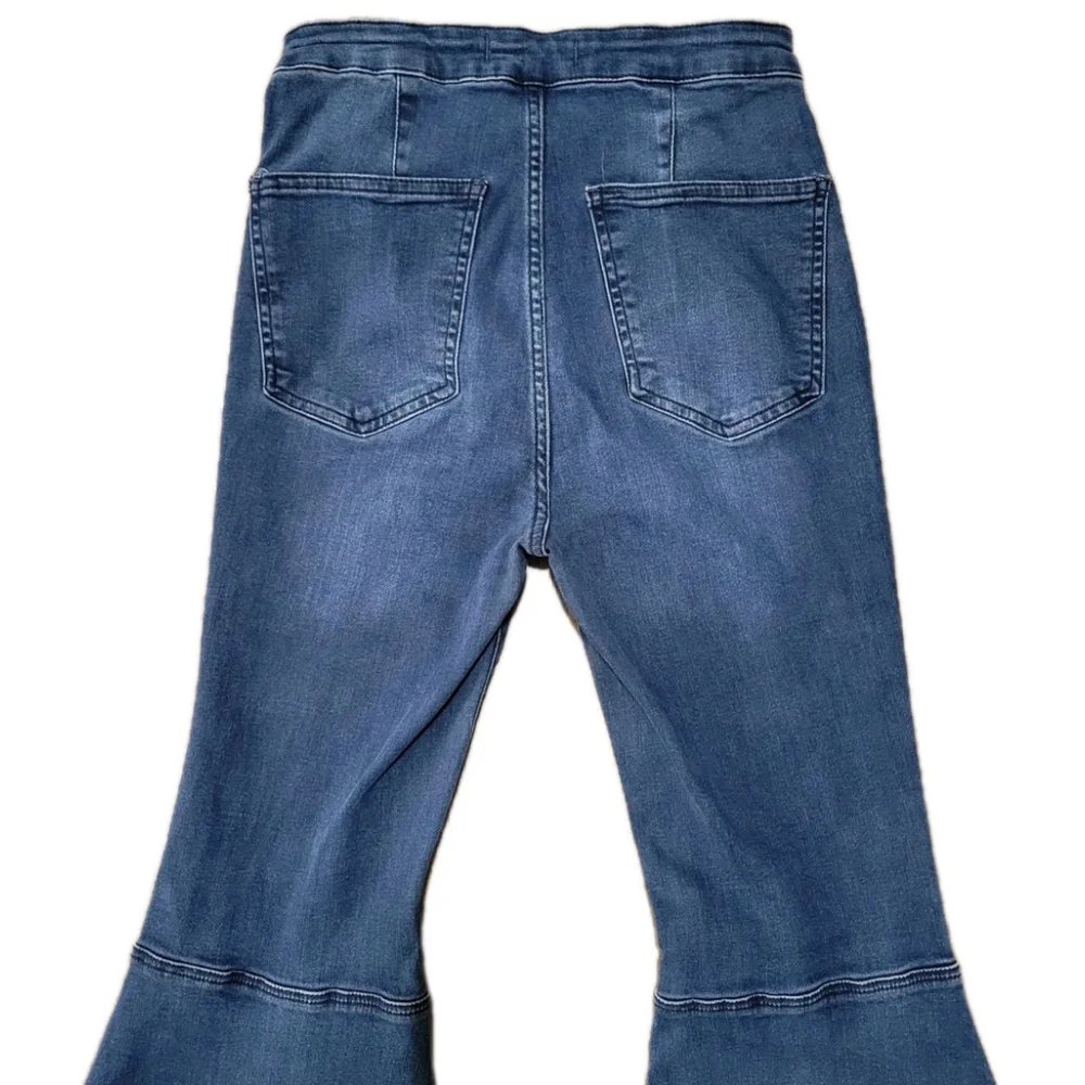 Free People Just Flare Wide-Leg High-Rise Blue Jeans Women's 27 Inseam 30